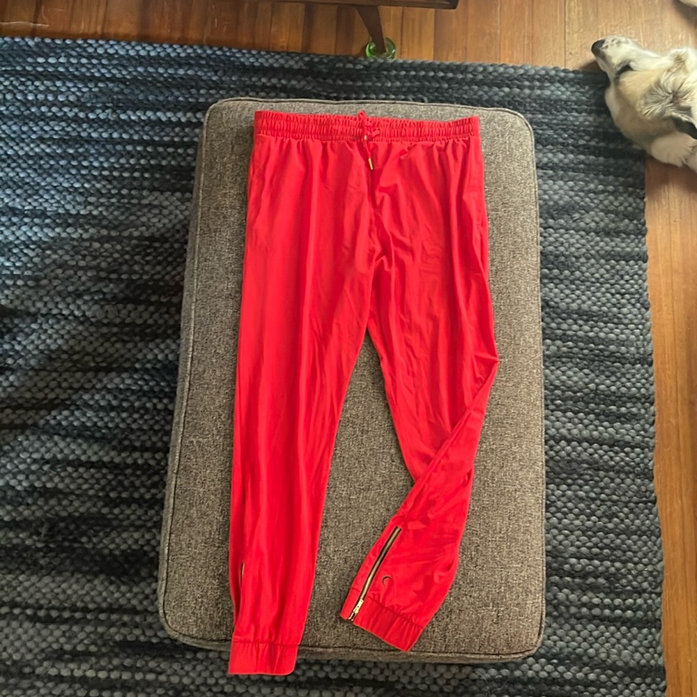 Zyia Red Tapered Peak Zipper Ankle Jogger Pants XL